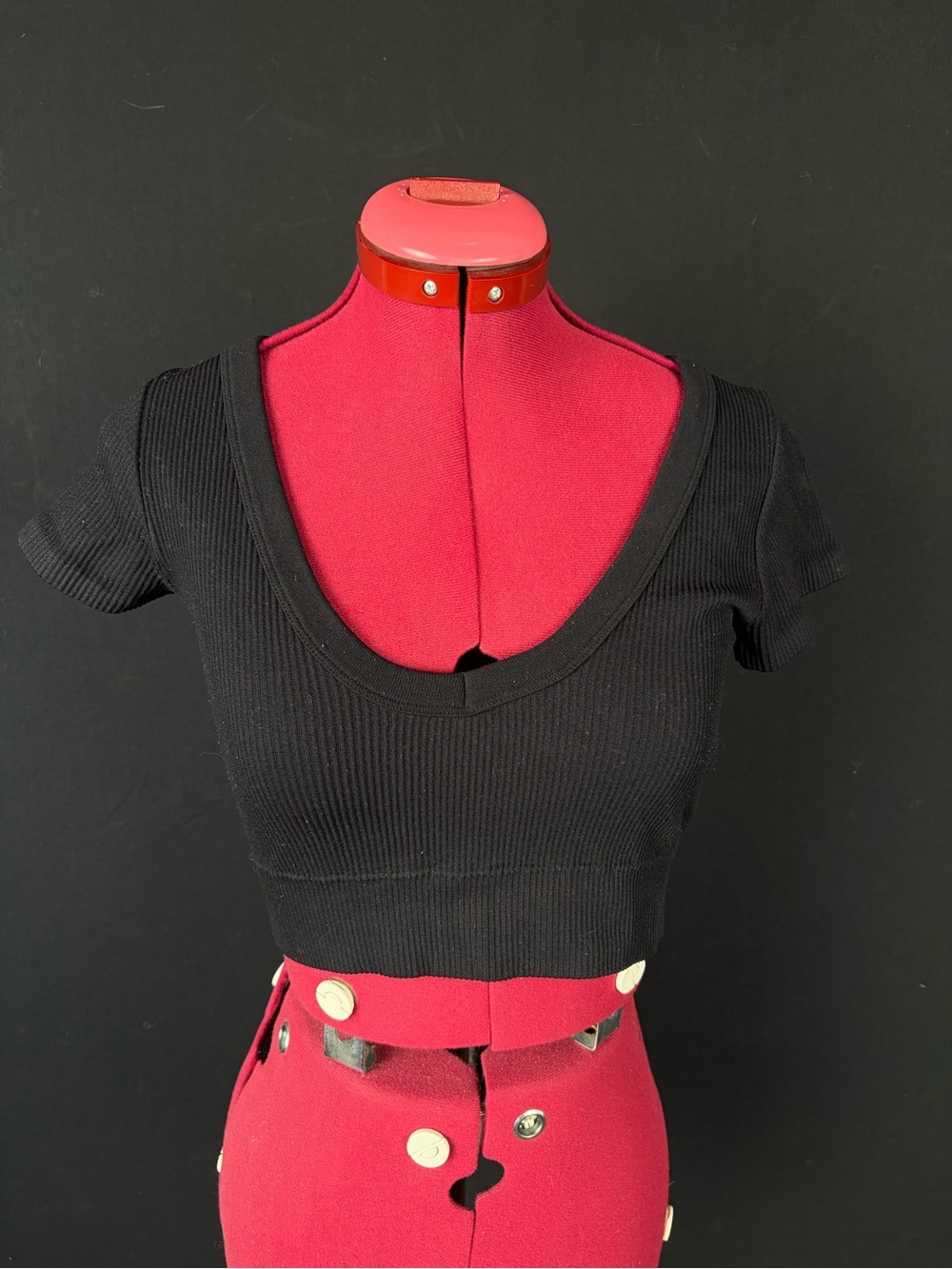 Garage Black Ribbed Crop Top